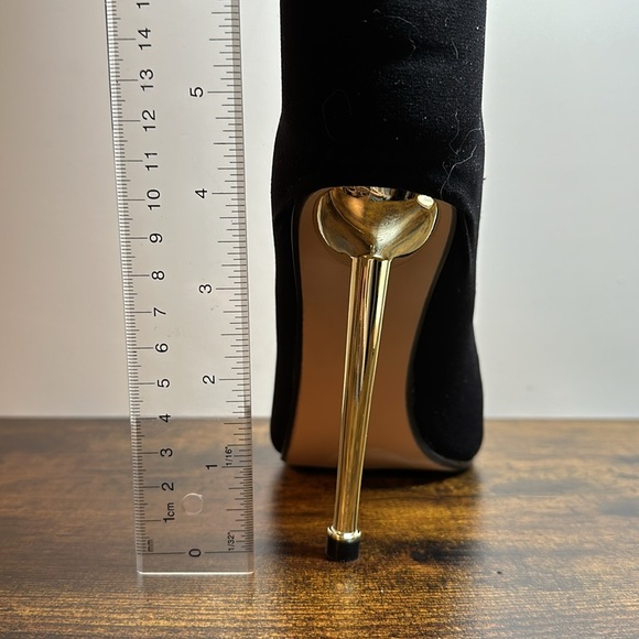 Black and Gold Ankle Sock Boots - Picture 7 of 9